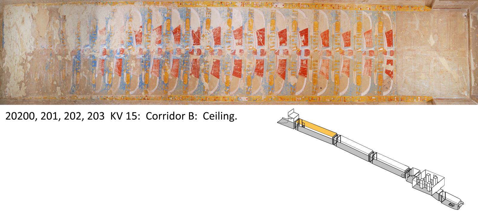 Ceiling of corridor B in KV 15. 