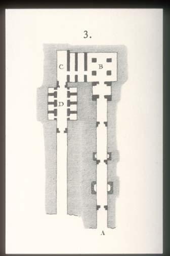 Tomb plans up until corridor C (KV 11) and pillared chamber F (KV 10), with orientation of the tombs reversed from actual relationship.