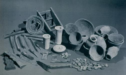 Objects from the foundation deposit discovered by Carter in 1915 at the entrance to the tomb of Amenhetep II.